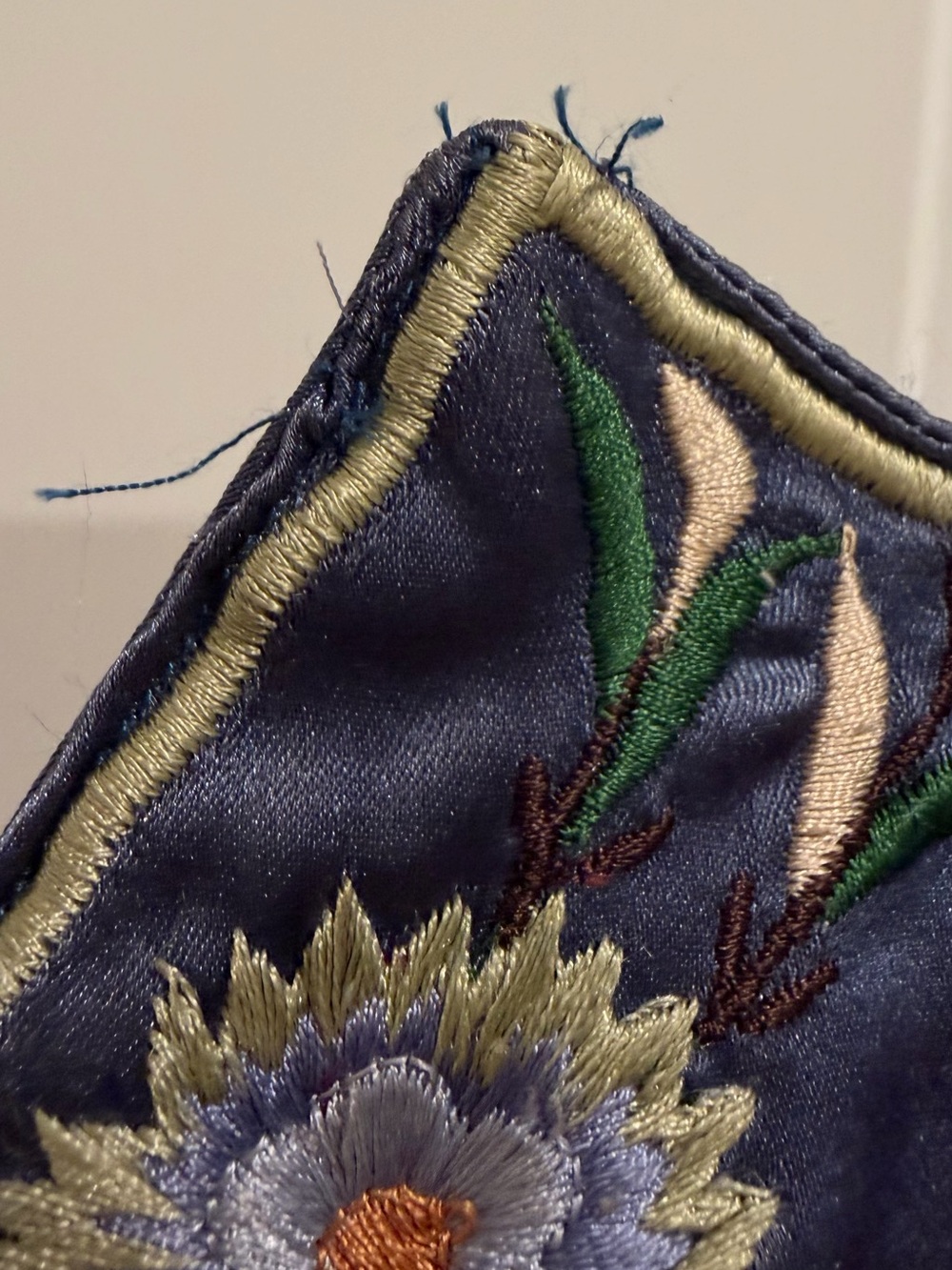 Blue Floral Embroidered Obi Belt - Picture 6 of 6